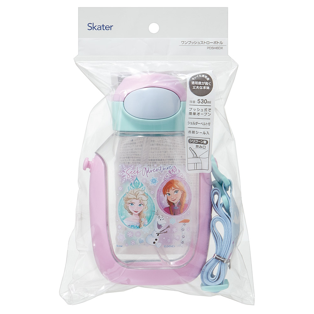 【送料無料】ワンプッシュ式ストロー水筒 プラスチック製 530ml アナと雪の女王25/PDSH6DX_4973307690266