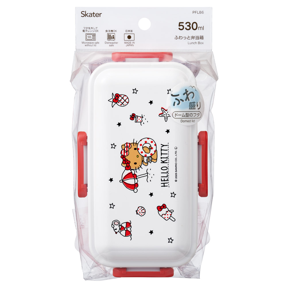 おかずがつぶれにくい ふわっと弁当箱 1段/530ml ハローキティ Summer/PFLB6_4973307688300