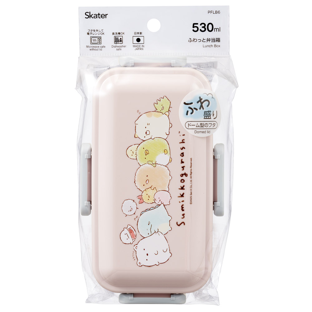 スケーター 弁当箱 530ml 大人 一段 仕切り 食洗機 レンジ 対応 日本製 ランチボックス skater PFLB6 すみっコぐらし すみっこ ぐらし 女の子 女子【レディース 4点ロック お弁当箱 ドーム型 1段 食洗機OK】