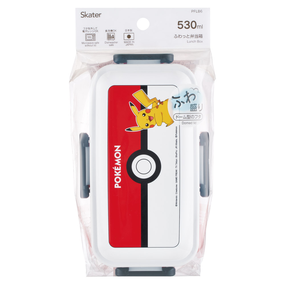 おかずがつぶれにくい ふわっと弁当箱 1段/530ml ポケモン モンスターボール25年デザイン/PFLB6_4973307715136