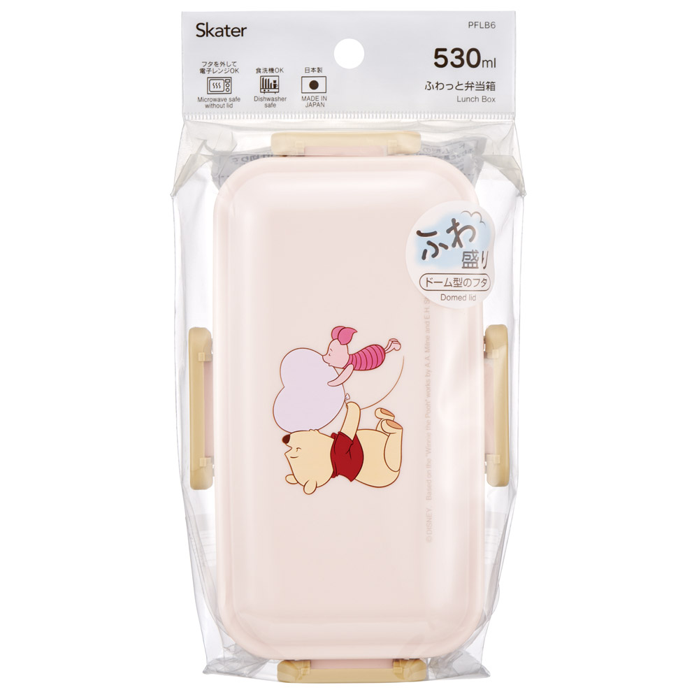 スケーター 弁当箱 530ml 大人 一段 仕切り 食洗機 レンジ 対応 日本製 ランチボックス skater PFLB6 くまのプーさん HUG&HEART POOH【レディース 4点ロック お弁当箱 ドーム型 1段 食洗機OK】