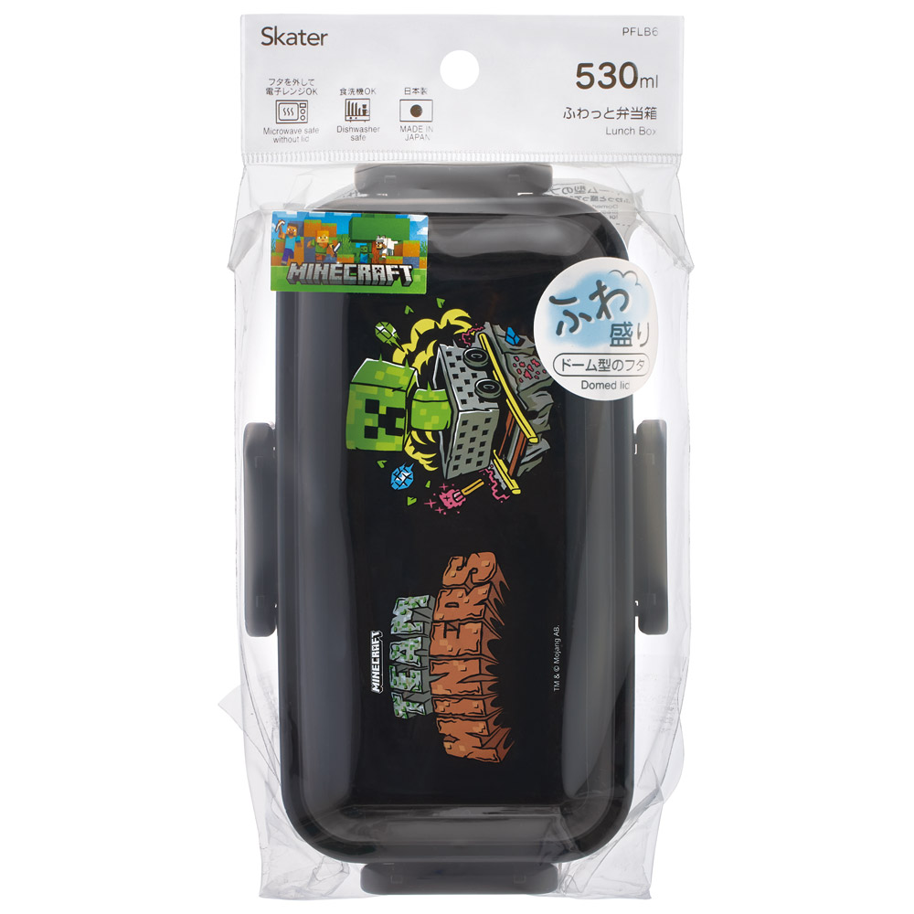 スケーター 弁当箱 530ml 大人 一段 仕切り 食洗機 レンジ 対応 日本製 ランチボックス skater PFLB6 マインクラフト マイクラ Minecraft Team Mascots【レディース 4点ロック お弁当箱 ドーム型 1段 食洗機OK】