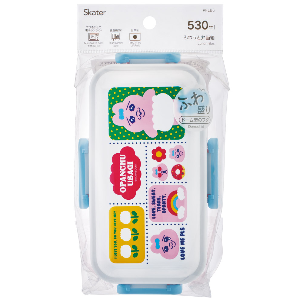 スケーター 弁当箱 530ml 大人 一段 仕切り 食洗機 レンジ 対応 日本製 ランチボックス skater PFLB6 おぱんちゅうさぎ おパンチュウサギ 女子 女の子【レディース 4点ロック お弁当箱 ドーム型 1段 食洗機OK】