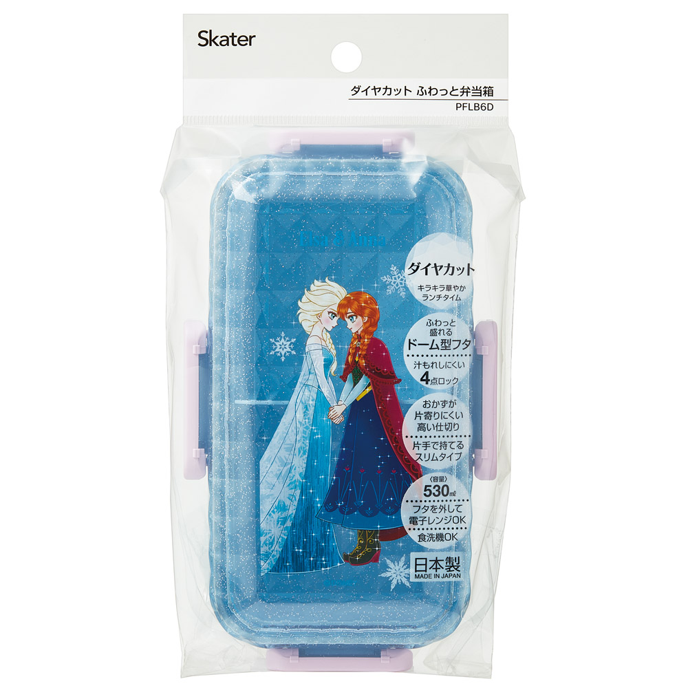 弁当箱 530ml 1段 ダイヤカット 仕切り付 食洗機 レンジ 対応 大人 4点ロック スケーター skater PFLB6D 中川翔子 アナと雪の女王 アナ雪 エルサ