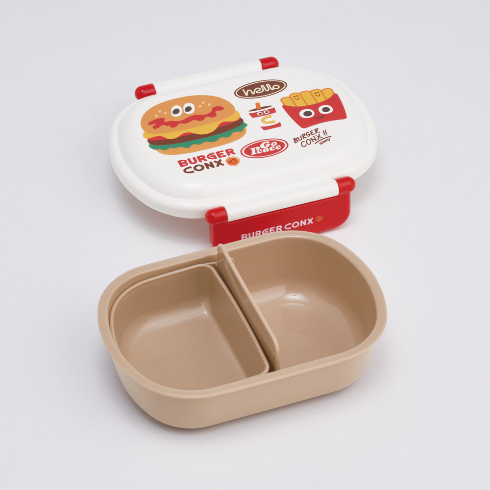 スケーター お弁当箱 子供 360ml 日本製 食洗機対応おかずがつぶれにくいドーム型ふた skater QAF2BA バーガーコンクス BURGER CONX 男の子 女の子【キャラクター 1段 ランチボックス 丸型 かわいい おしゃれ 幼稚園 キッズ】