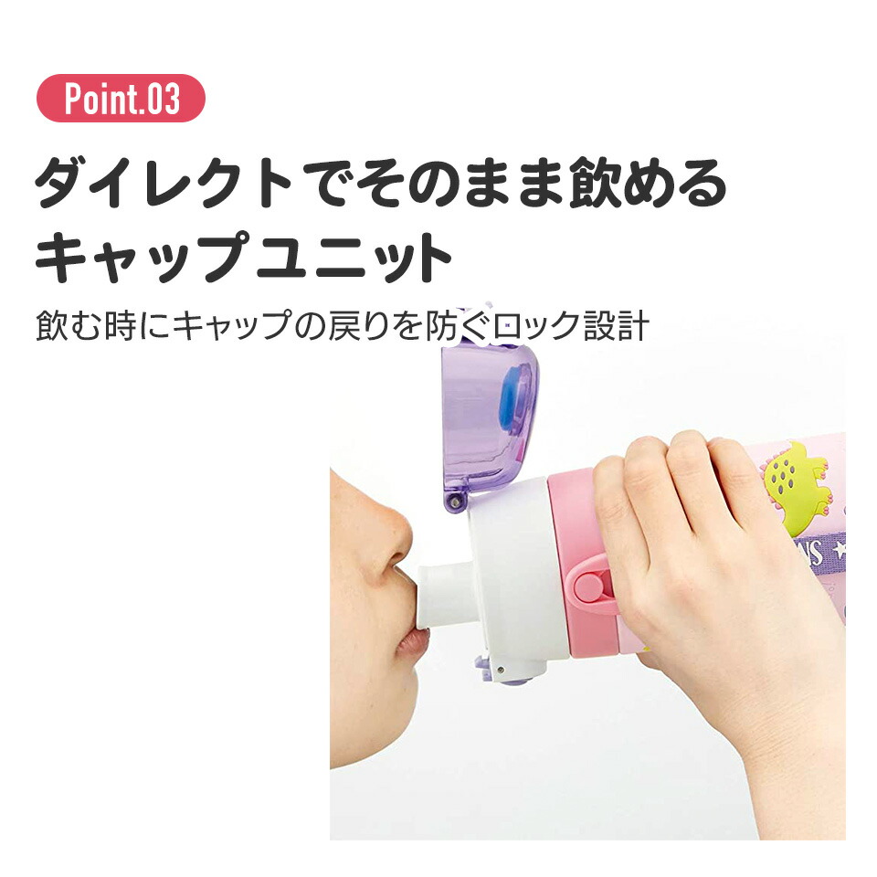 立体プリント 水筒 キッズ ワンタッチ 直飲み ステンレス 480ml おしゃれ かわいい スケーター SDPV5