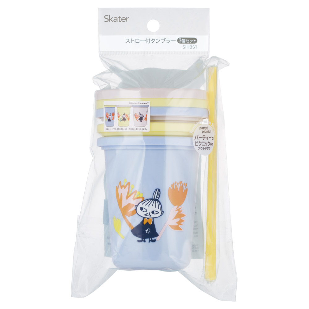 スケーター ストロー付きタンブラー 3個セット プラスチック 蓋付き ふた付き コップ skater SIH3ST ムーミン Moomin リトルミイ フラワー【タンブラー プラスチック コップ 子供 キャラクター グッズ ミニ】