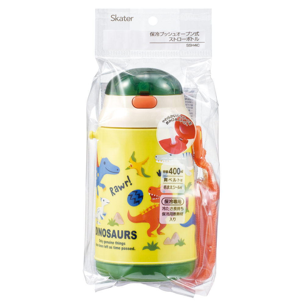 スケーター 水筒 ストロー飲み水筒 400ml シリコン製ストローホッパ水筒 プラスチック skater SSH4C ディノサウルス 2026 恐竜 ダイナソー 男の子 男子【水分補給 遠足 ピクニック 幼稚園 保育園 キッズ 子供 可愛い】