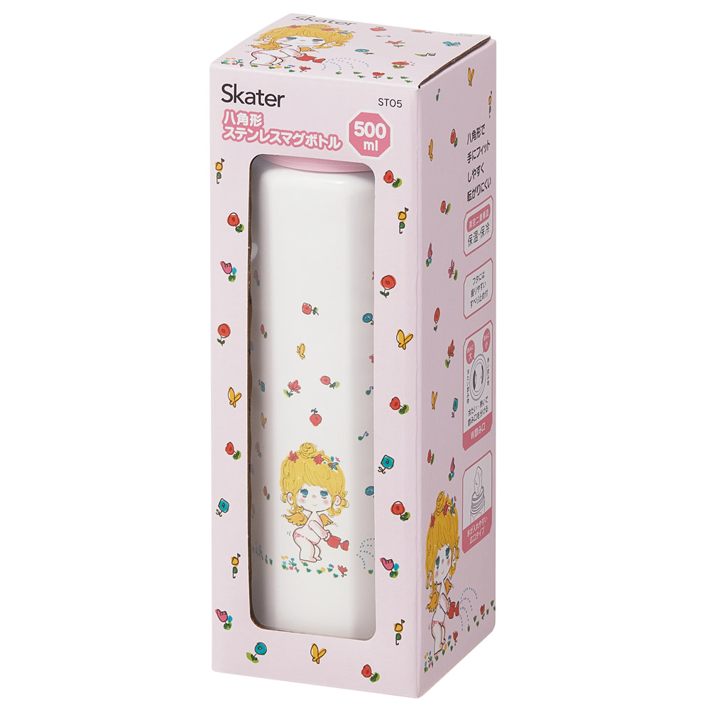 スケーター 水筒 500ml ステンレス 保冷 保温 直飲み 八角形 マグボトル 大人 キャラクター skater STO5 水森亜土 かわいい グッズ【ステンレスボトル マグ ボトル 500 子供 かわいい】