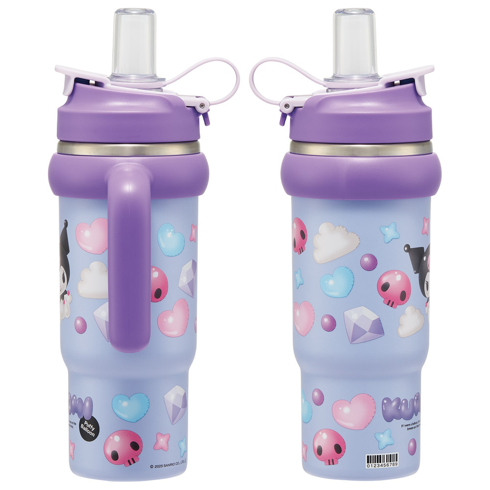 スケーター ハンドル付 タンブラー 830ml ストロー ステンレス ボトル 保温 保冷 直飲み 2WAY skater STSTB9 クロミ クロミちゃん サンリオ 女の子 女子【子供 キッズ 大人 真空二重構造 持ち手付き】