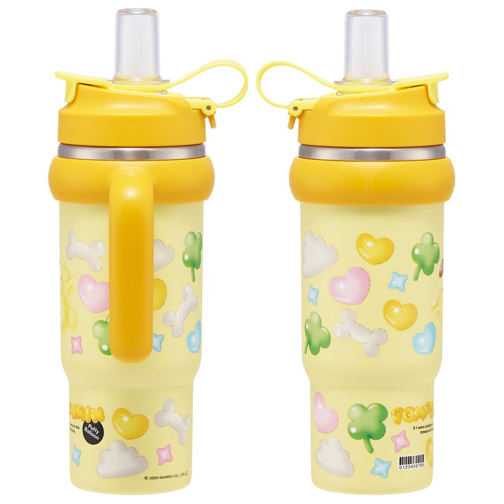 スケーター ハンドル付 タンブラー 830ml ストロー ステンレス ボトル 保温 保冷 直飲み 2WAY skater STSTB9 ポムポム プリン サンリオ 女の子 男の子 女子【子供 キッズ 大人 真空二重構造 持ち手付き】