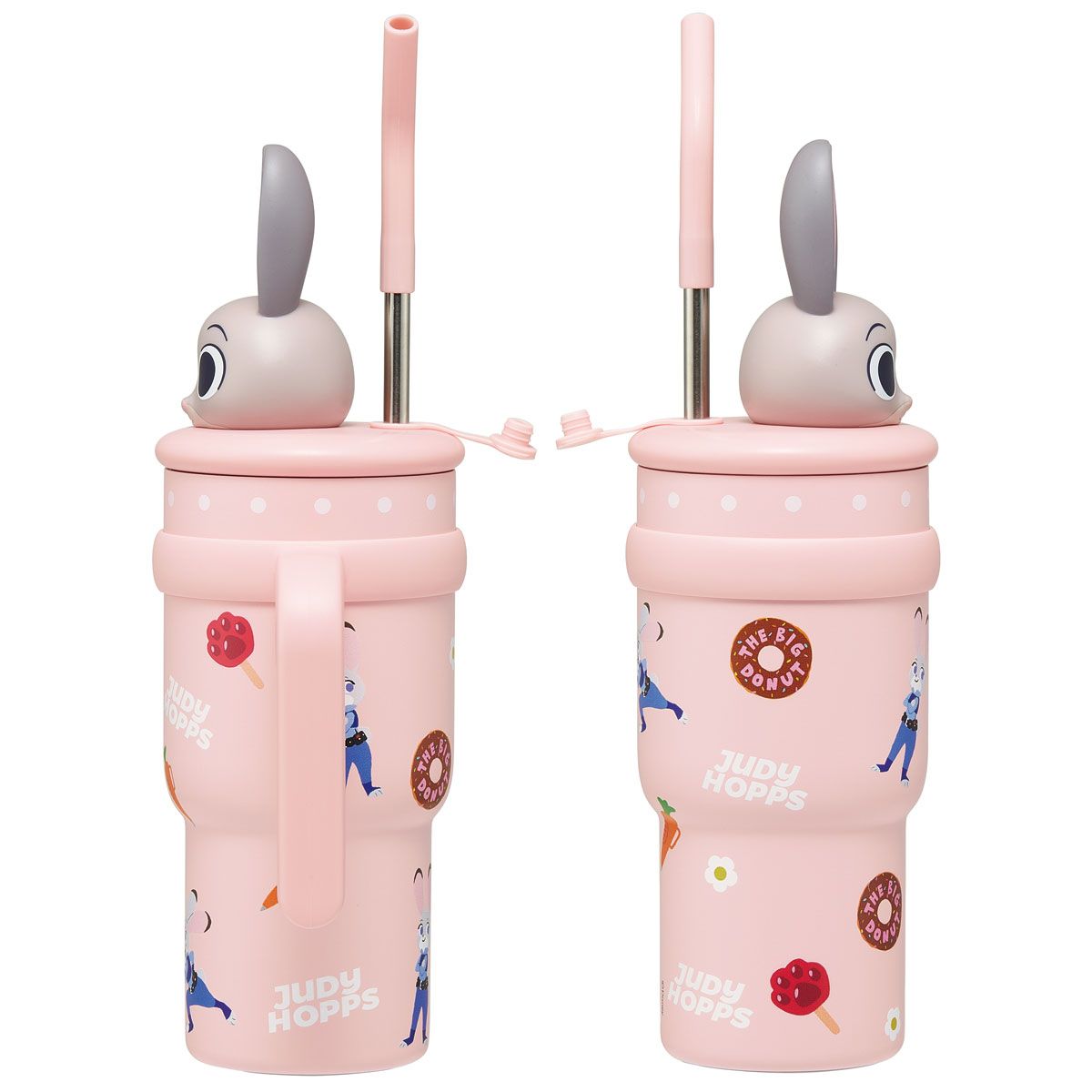 スケーター ハンドル付き ストロー タンブラー 700ml 保冷 専用 マスコット付き skater STSTBM7 ズートピア ジュディ ディズニー【子供 キッズ 大人 真空二重構造 持ち手付き】
