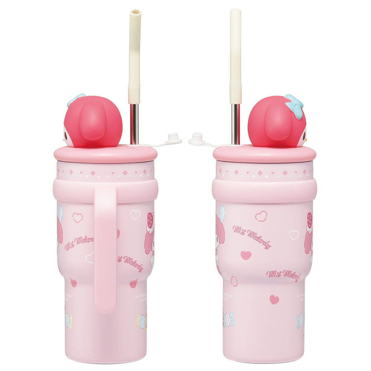 スケーター ハンドル付き ストロー タンブラー 700ml 保冷 専用 マスコット付き skater STSTBM7 マイメロディ マイメロ サンリオ 女の子 女子【子供 キッズ 大人 真空二重構造 持ち手付き】