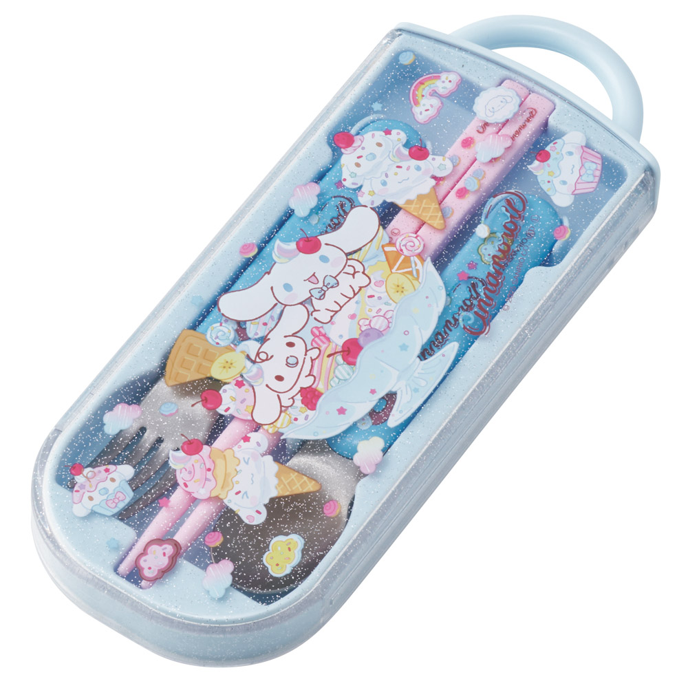 子供用 お弁当 トリオセット 開けやすいスライド式(箸、スプーン、フォークのセット) シナモロール ファンシー スナック スイーツ/TACC2_4973307720918