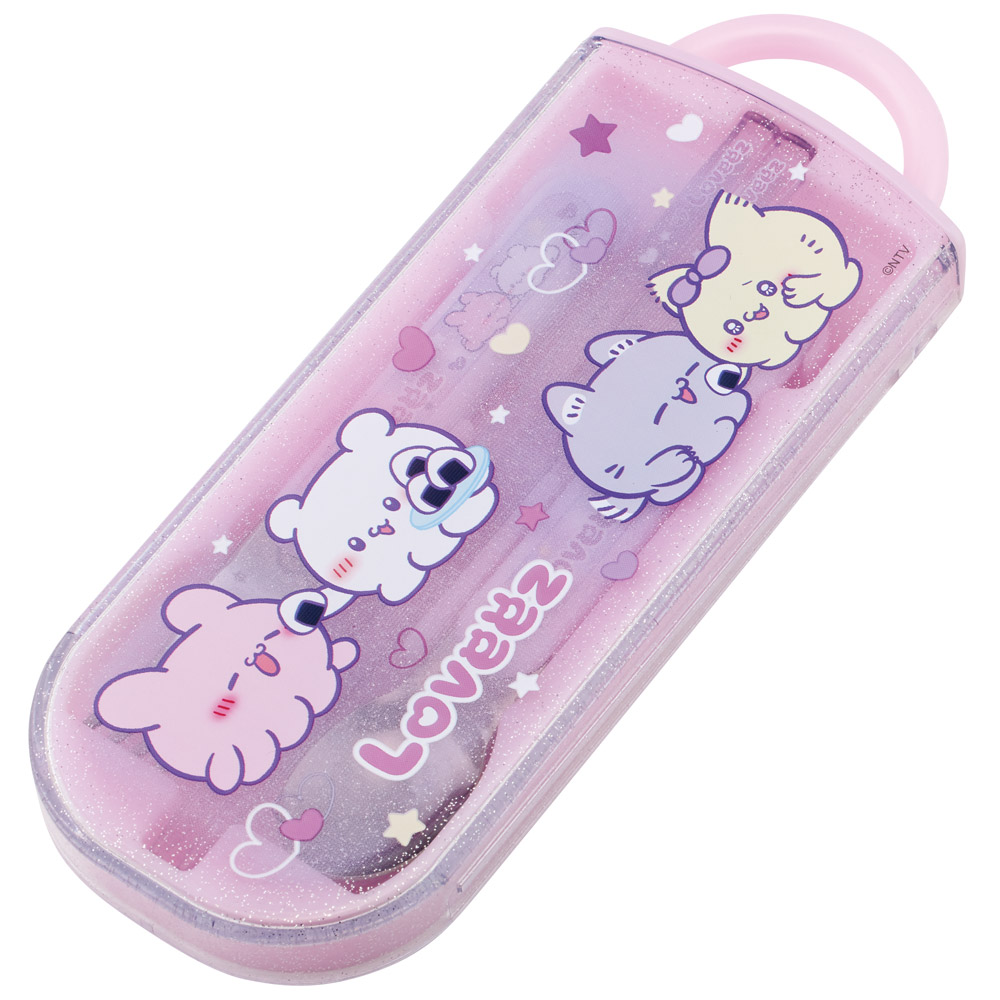 子供用 抗菌 お弁当 トリオセット 開けやすいスライド式(箸、スプーン、フォークのセット) らぶい~ず/TACC2AG_4973307707247