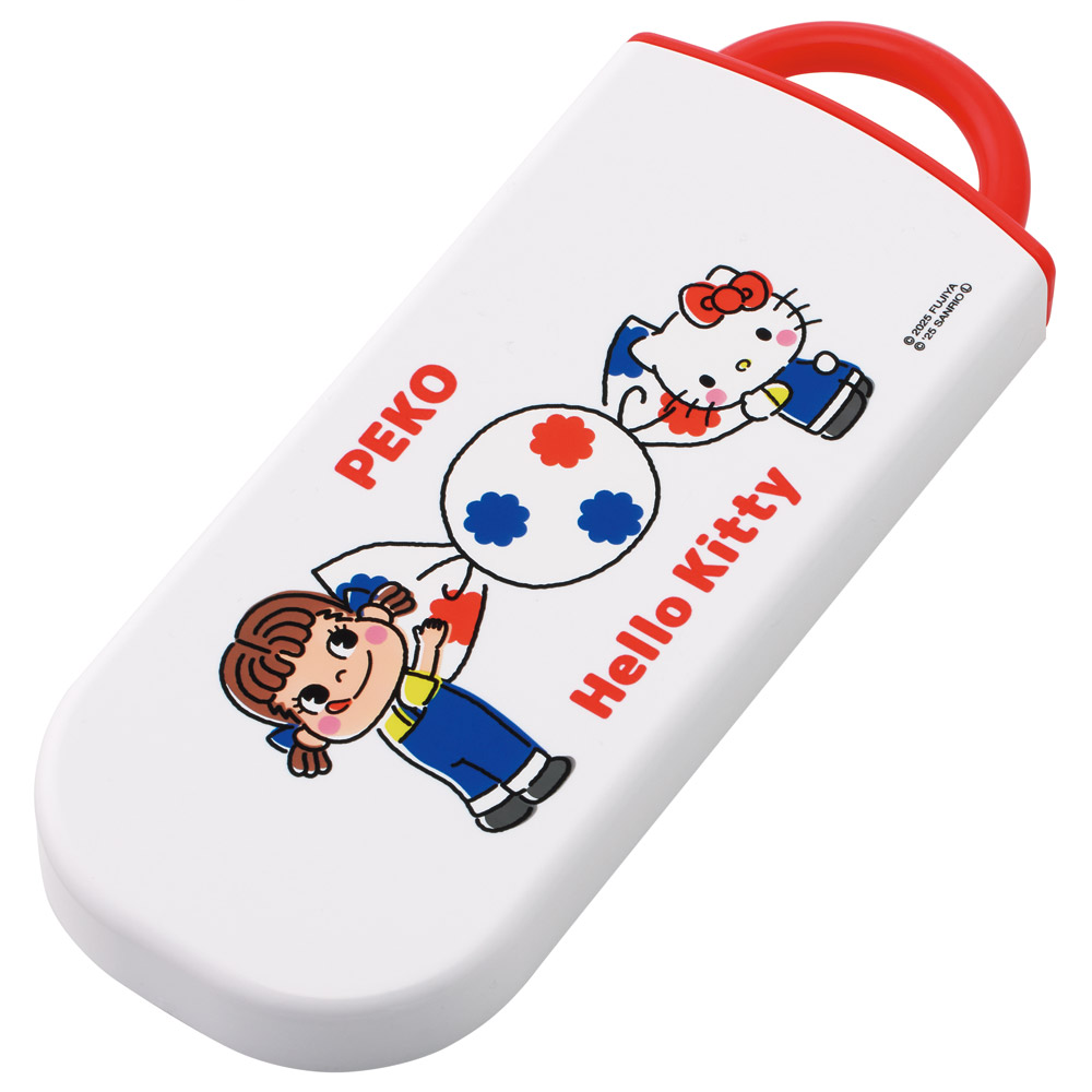 子供用 抗菌 お弁当 トリオセット 開けやすいスライド式(箸、スプーン、フォークのセット) ペコちゃん×ハローキティ/TACC2AG_4973307709685