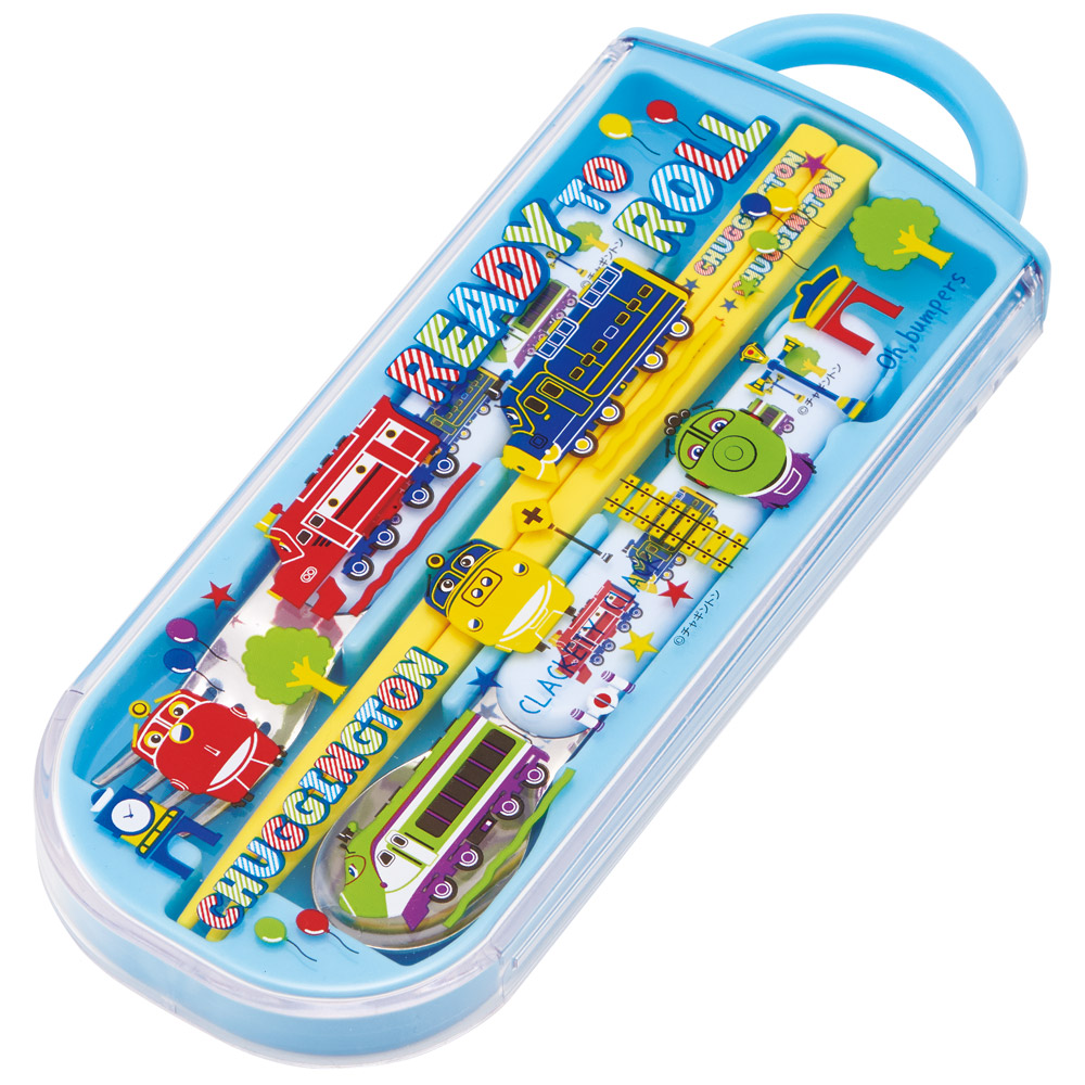 子供用 抗菌 お弁当 トリオセット 開けやすいスライド式(箸、スプーン、フォークのセット) チャギントンPOP/TACC2AG_4973307713309