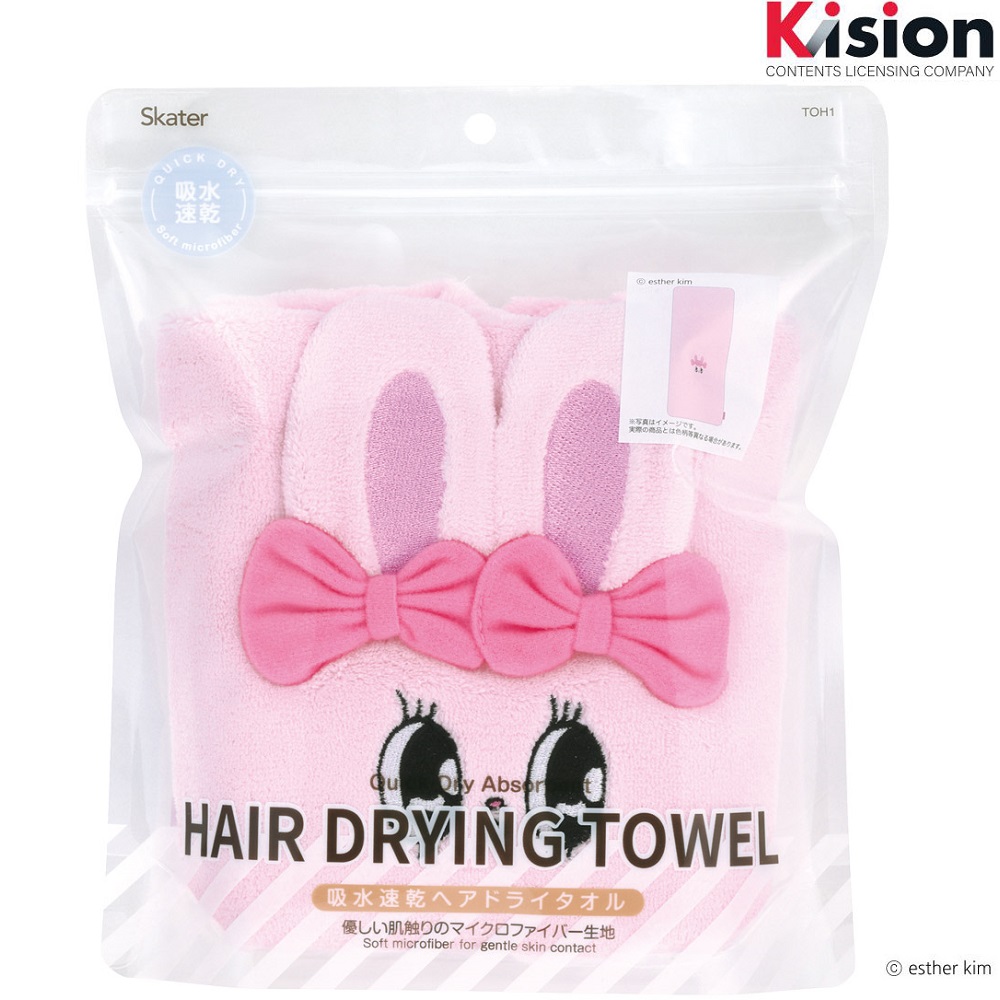 ヘアタオル 吸水 ヘアドライタオル キッズ 子供用 髪の毛 速乾 タオル 髪 skater 頭 TOH1 スケーター エスターバニー グッズ estherbunny うさぎ 韓国【フェイスタオル プール 子供 水泳 ふわふわ 幼児 幼稚園 ギフト】