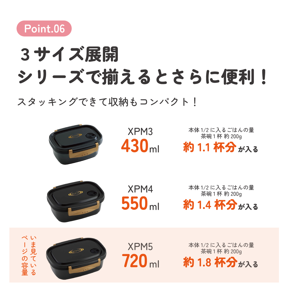 ラク軽弁当箱(Ｌ) 1段/720mlＲＩＺＡＰ／XPM5_4973307571695