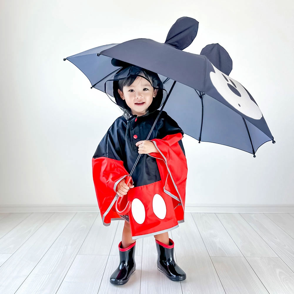 子供用 子供 傘 45cm キッズ 手開き 長傘 かさ 雨傘 なりきり レイングッズ スケーター skater UBER45N ミッキーマウス ミッキー Mickey 男の子 女の子 【 レイン】
