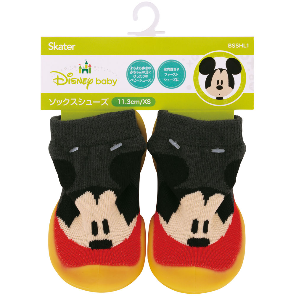 ソックス シューズ XS 11.3cm ベビー ファースト シューズ 靴 赤ちゃん BSSHL1 スケーター skater ミッキーマウス ミッキー Mickey 男の子 女の子【キャラクター 靴下 くつ クツ ファーストシューズ 室内履き ベビーシューズ 子供】