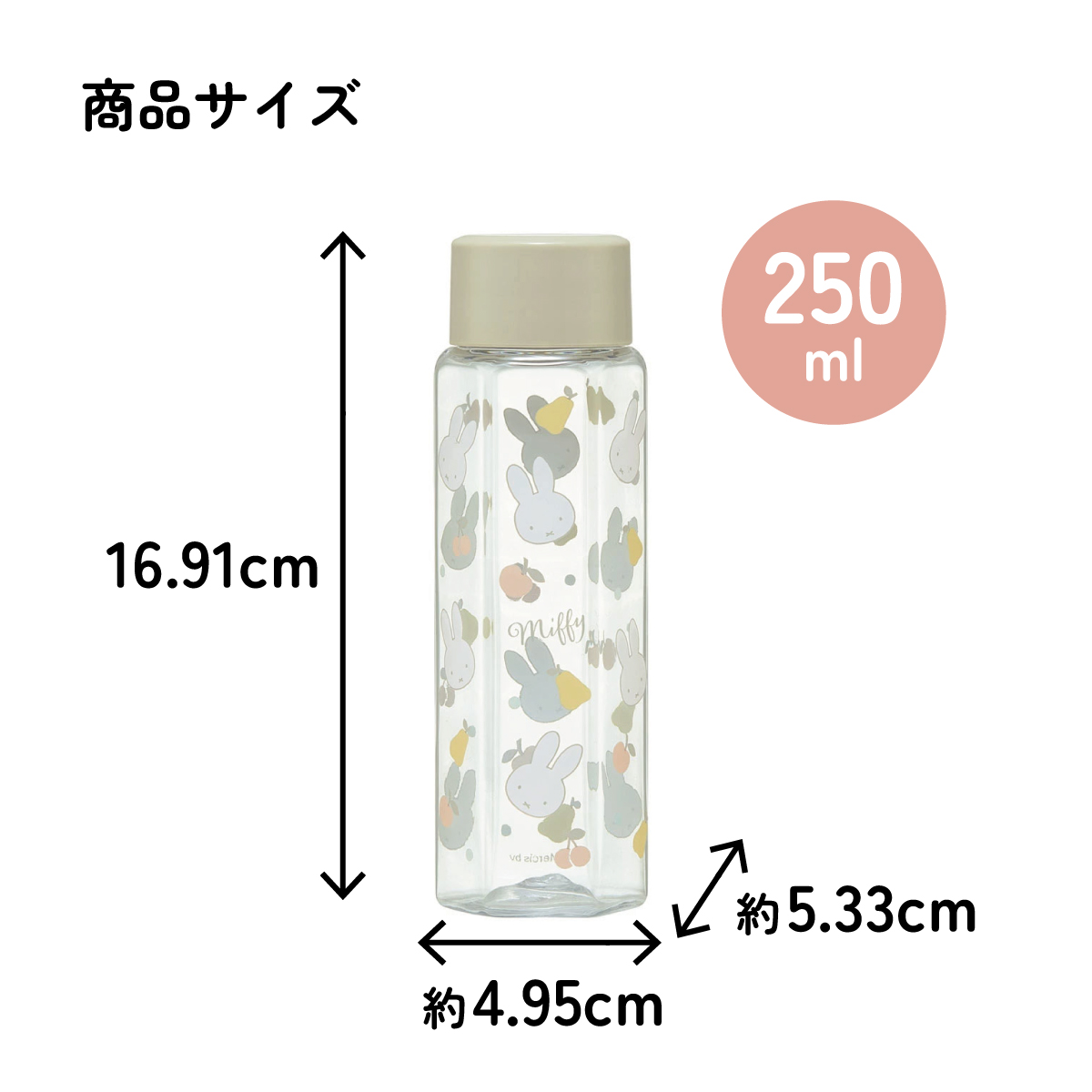 六角形 水筒 プラスチック 250ml ブロー ボトル 大人 キッズ 子供 直飲み 透明 スケーター skater PDH3 ミッフィー Miffy うさこちゃん 女の子 女性