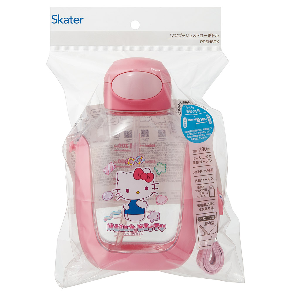 【送料無料】ワンプッシュ ストロー ボトル 水筒 780ml キッズ 子供 キャラクター かわいい スケーター skater PDSH8DX キティ ハローキティ キティちゃん 女の子