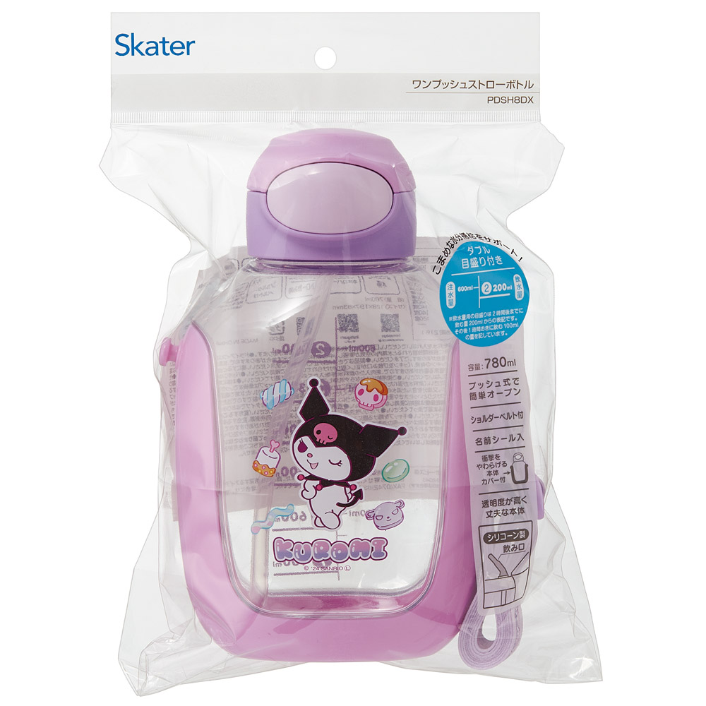 【送料無料】ワンプッシュ ストロー ボトル 水筒 780ml キッズ 子供 キャラクター かわいい スケーター skater PDSH8DX クロミ クロミちゃん サンリオ 女の子 女子