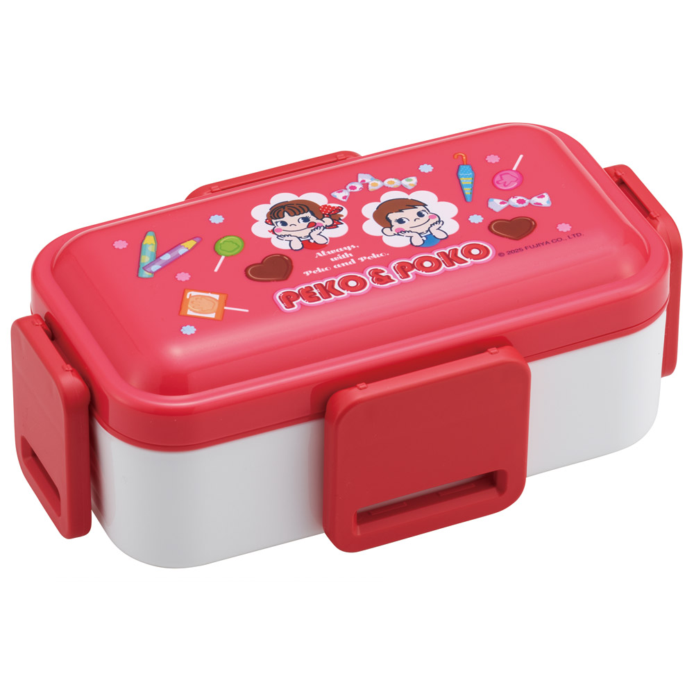 おかずがつぶれにくい抗菌ふわっとフタ弁当箱 2段/600ml ペコちゃん おかし柄/PFLW4AG_4973307709623