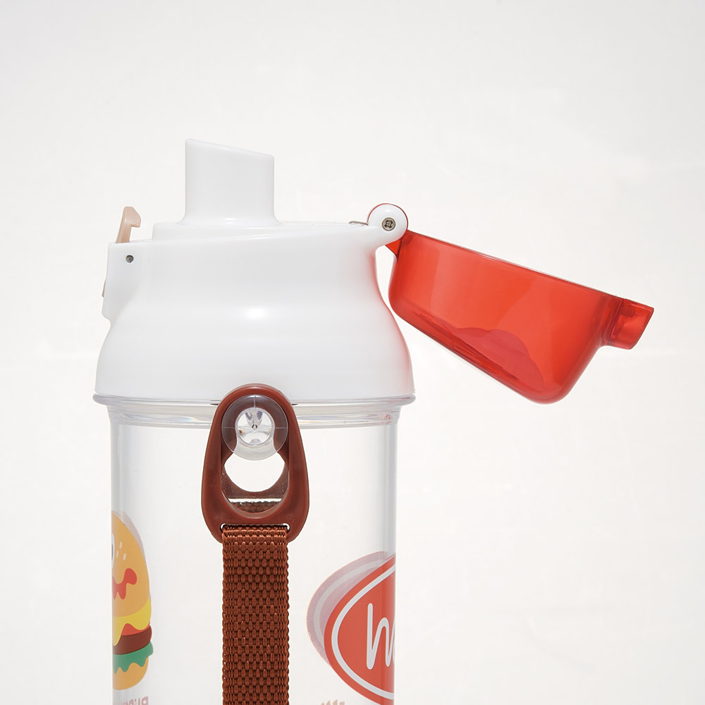 スケーター 水筒 キッズ ワンタッチ プラスチック 直飲み 透明 クリア ボトル 480ml skater PSB5TR バーガーコンクス BURGER CONX 男の子 女の子【キャラクター 子供 可愛い ワンプッシュ ダイレクト 軽量】