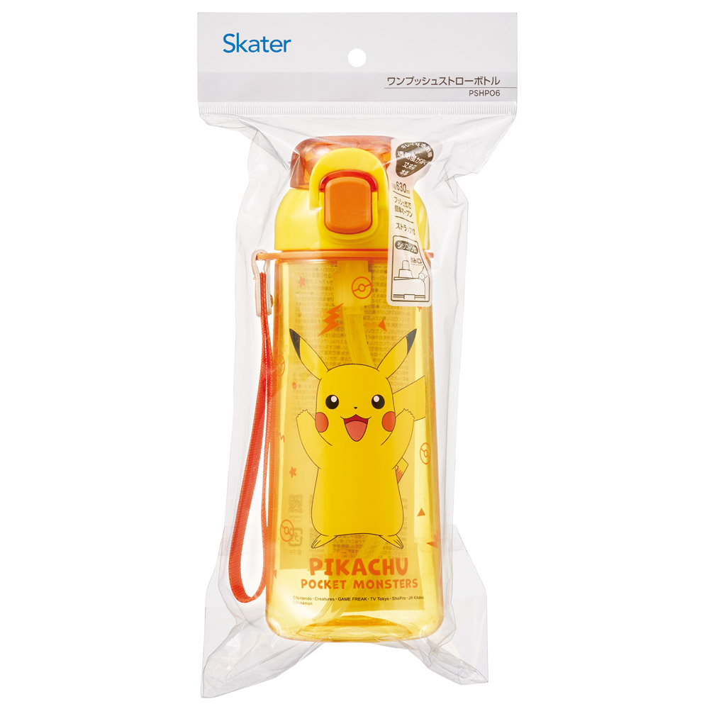 【送料無料】ワンプッシュ ストロー ボトル 水筒 630ml 透明 クリア 子供 キッズ かわいい スケーター skater PSHPO6 ポケットモンスター 25年 ポケモン ピカチュウ 男の子