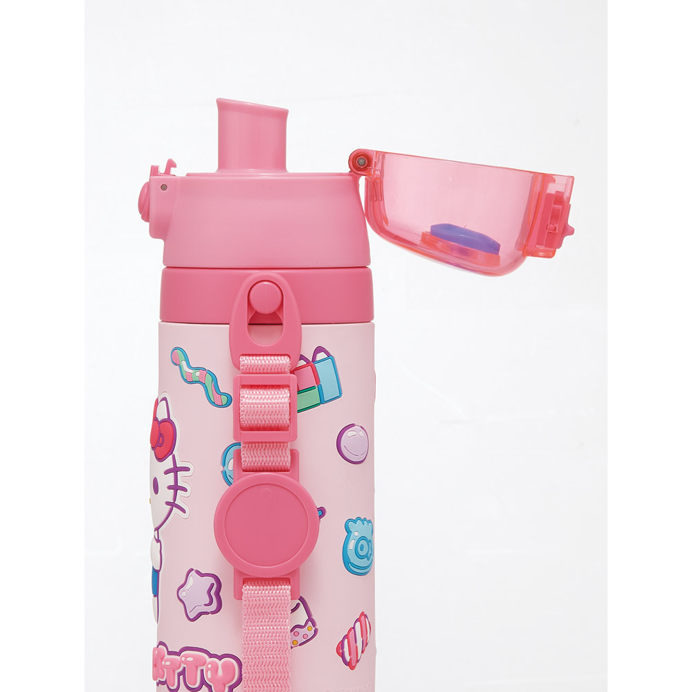 スケーター 水筒 立体プリント キッズ ワンタッチ 直飲み ステンレス 480ml かわいい skater SDPV5 ハローキティ キティちゃん サンリオ 女の子【保育園 幼稚園 ロック付き 保冷 ダイレクト ベルト付き プレゼント】