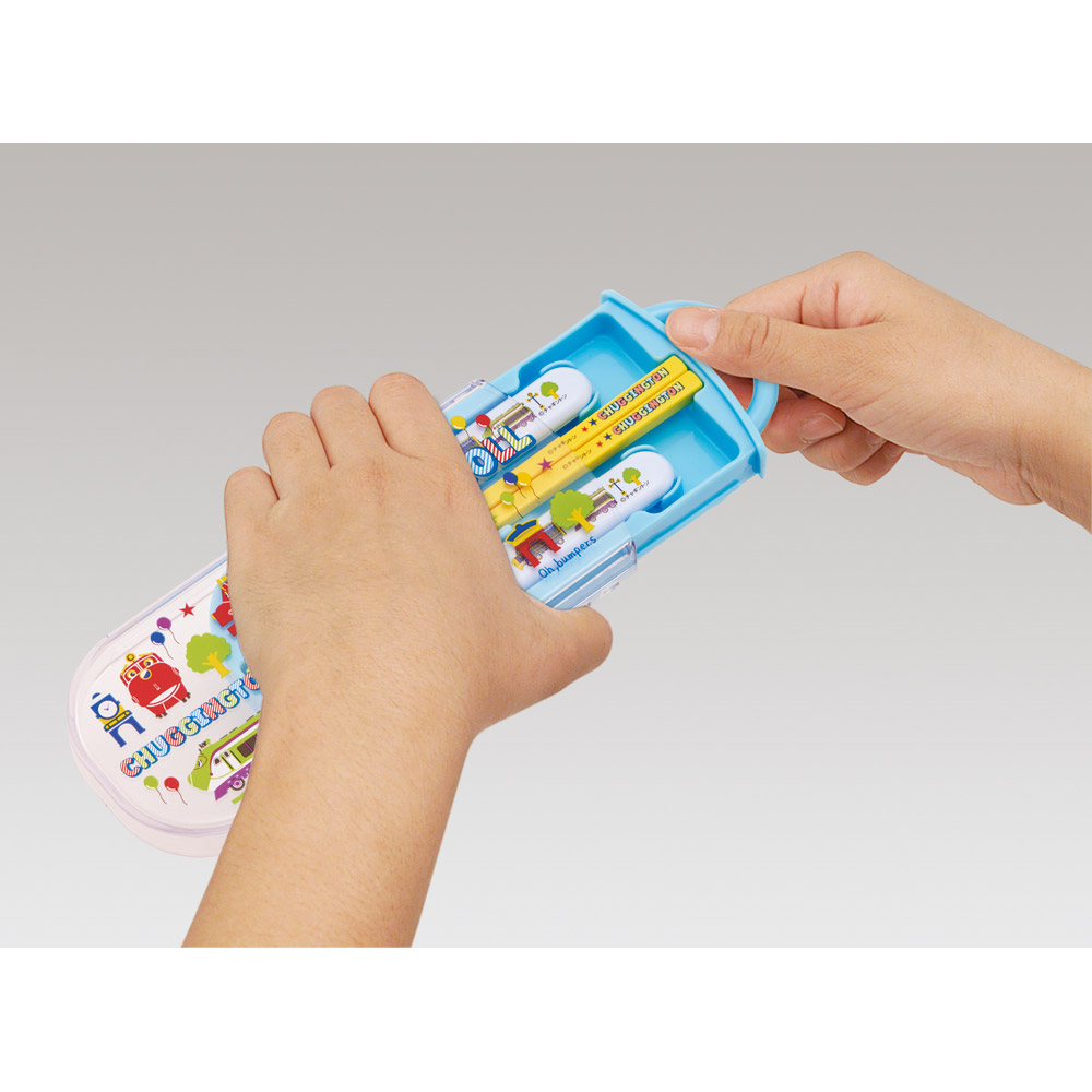 子供用 抗菌 お弁当 トリオセット 開けやすいスライド式(箸、スプーン、フォークのセット) チャギントンPOP/TACC2AG_4973307713309