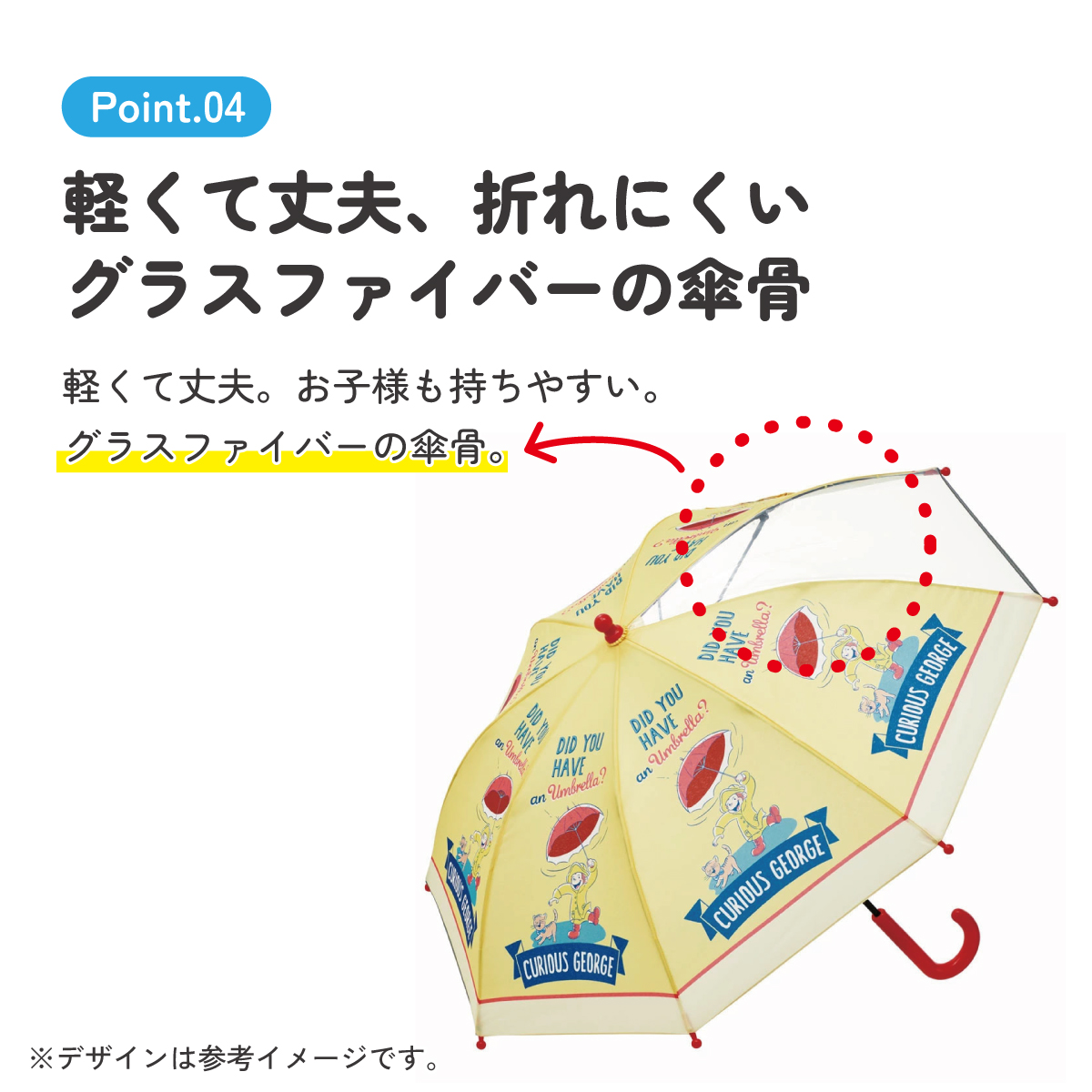 子ども傘 45cm おさるのジョージ23/UB45_4973307629990 【 レイン】