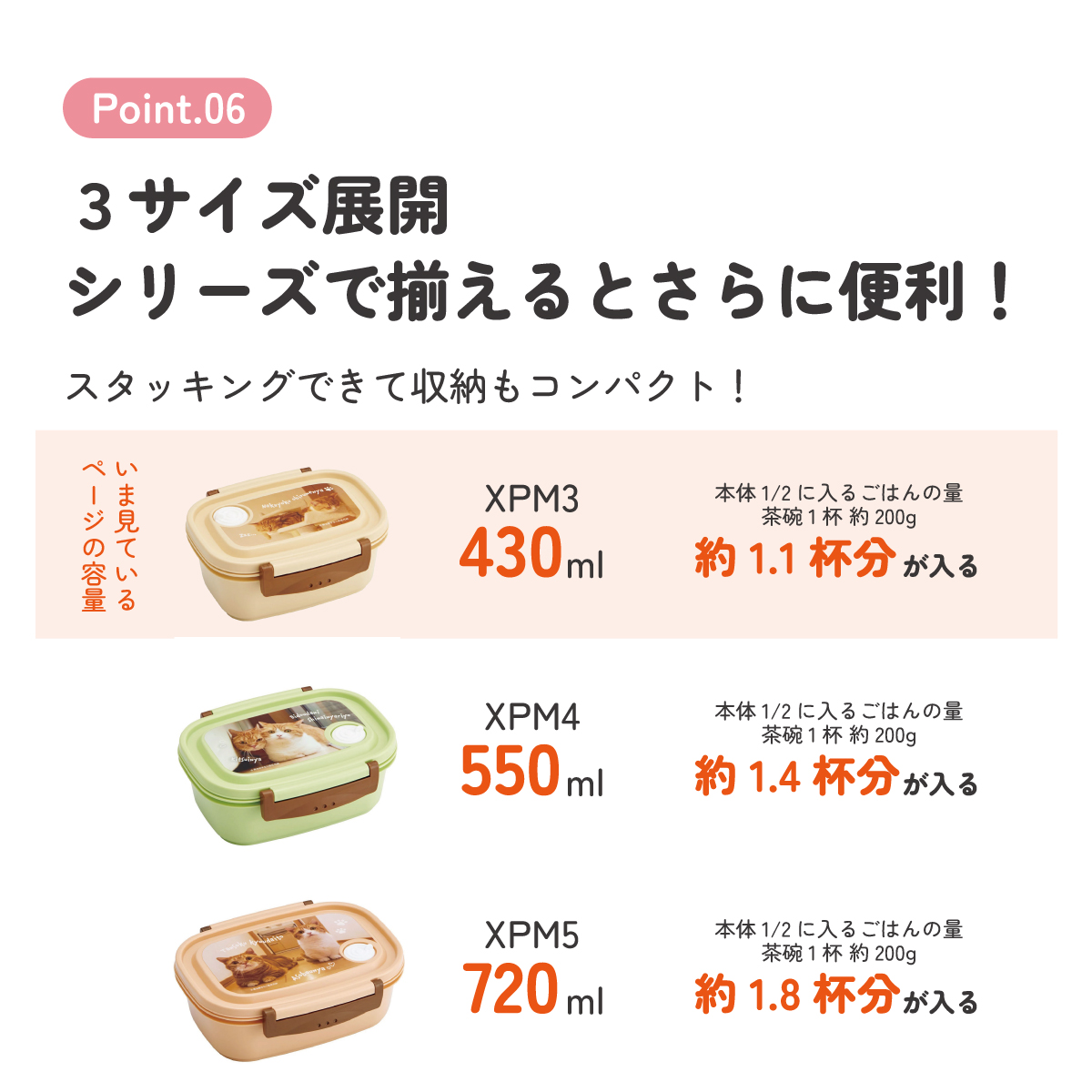 ラク軽弁当箱(Ｓ) 1段/430ml茶太郎ときなこ／XPM3_4973307664069