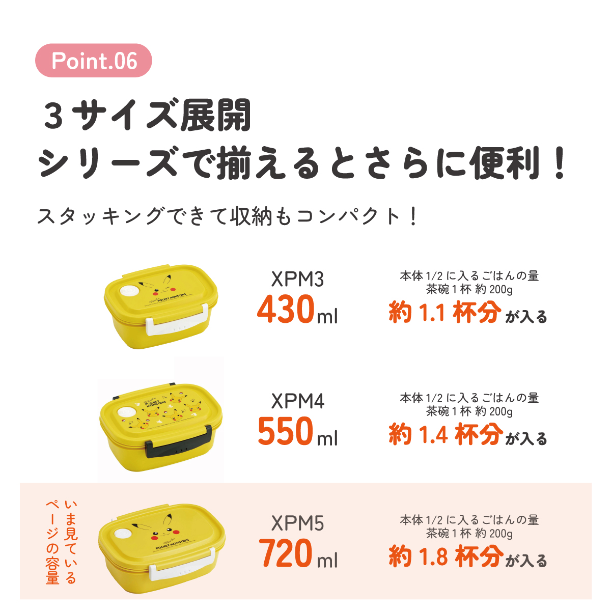 ラク軽弁当箱(L) 1段/720mlピカチュウフェイス23/XPM5_4973307634987