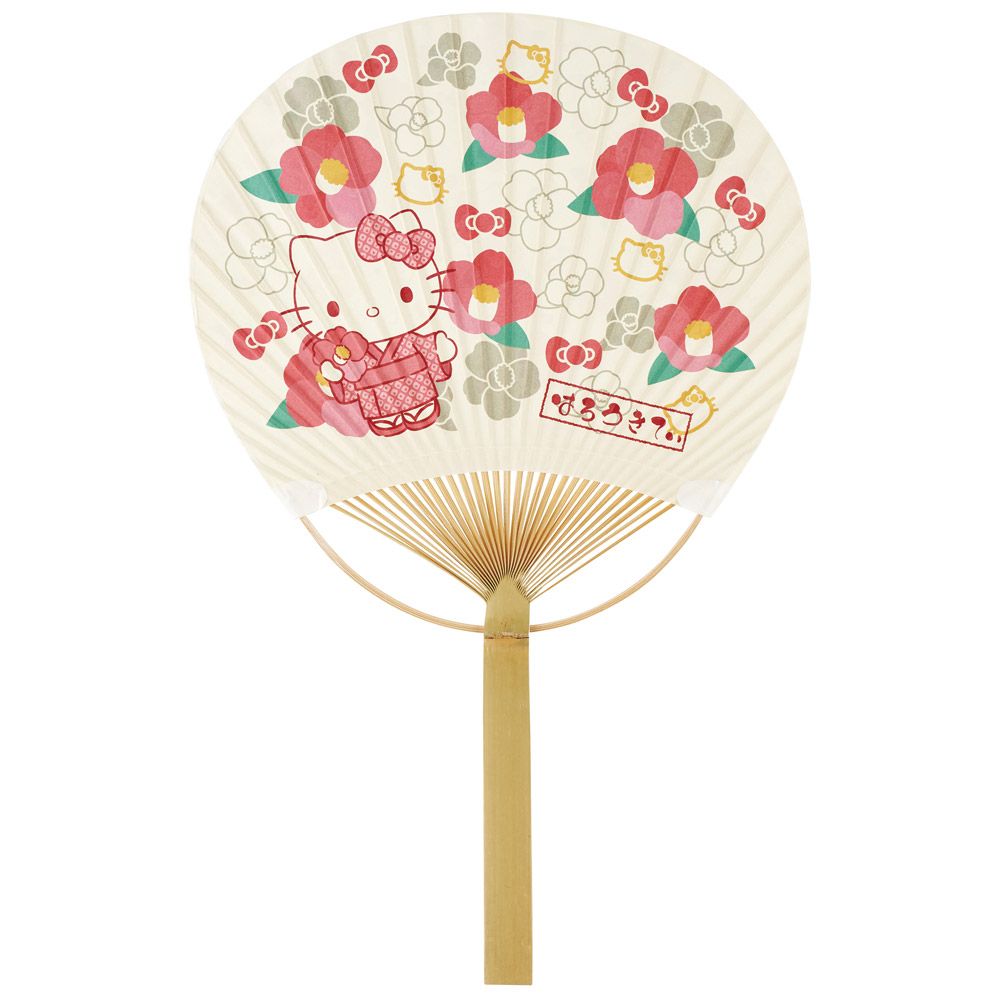ハローキティ フラワーファン パタパタうちわ HELLO KITTY キティ スケーター うちわ 団扇 おしゃれ かわいい 竹 上品 夏 お祭り 涼しい