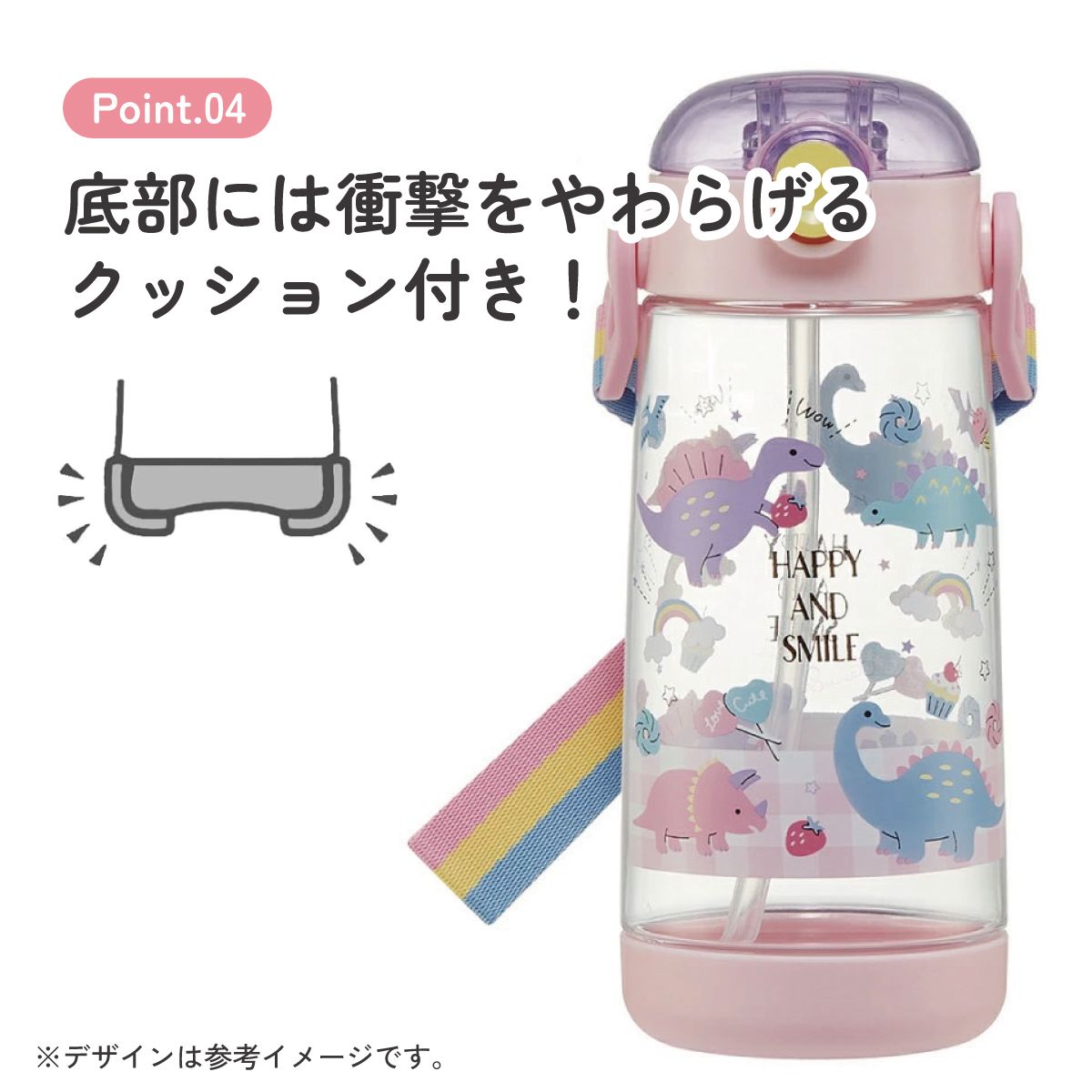ワンプッシュストローボトル 480ml ハッピー&スマイルレインボー/PDSH5_4973307646287