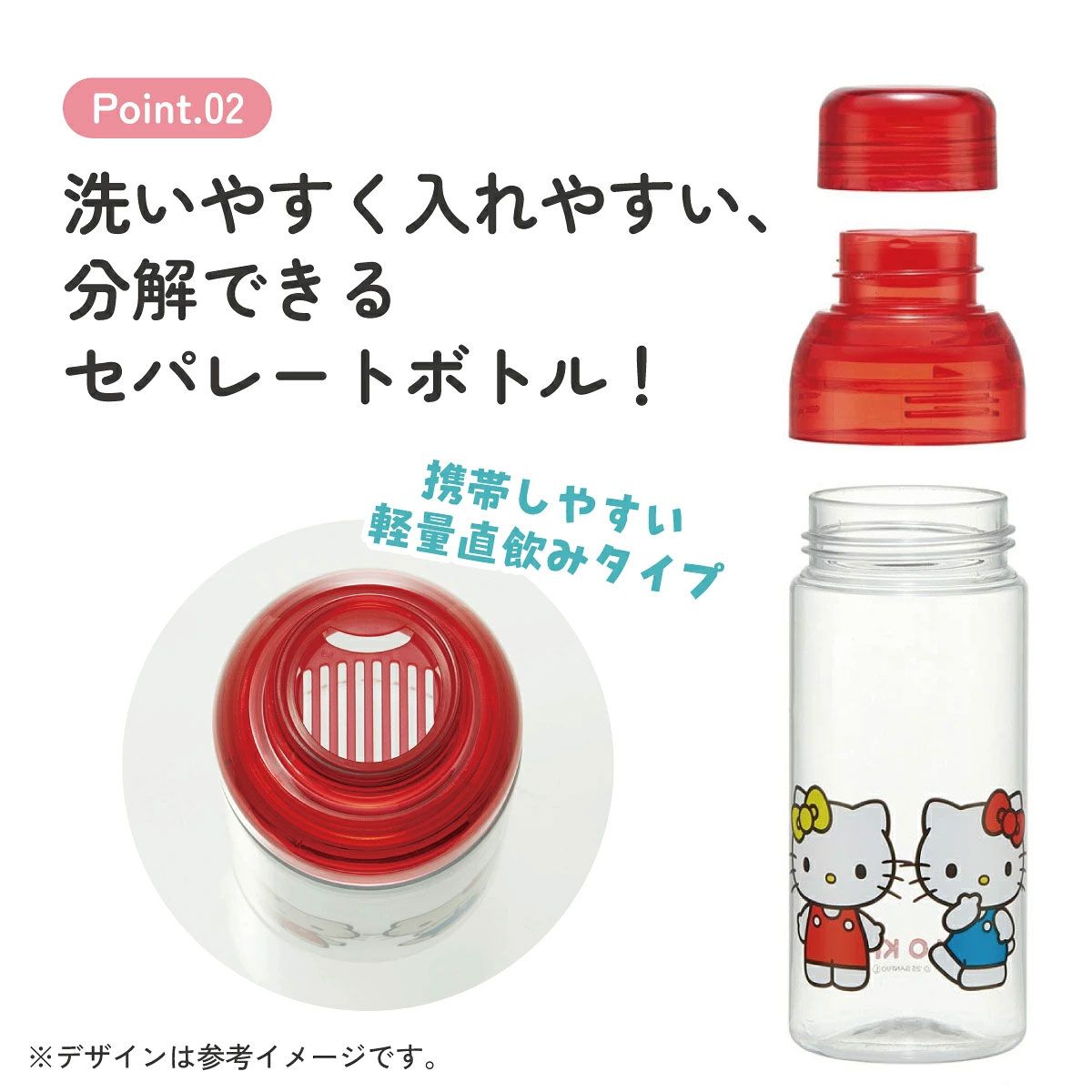 【送料無料】マスコット 入り ドリンク ボトル 水筒 480ml プラスチック 大人 直飲み 軽量 スケーター skater PSPR5MC キティ ハローキティ キティちゃん 女の子