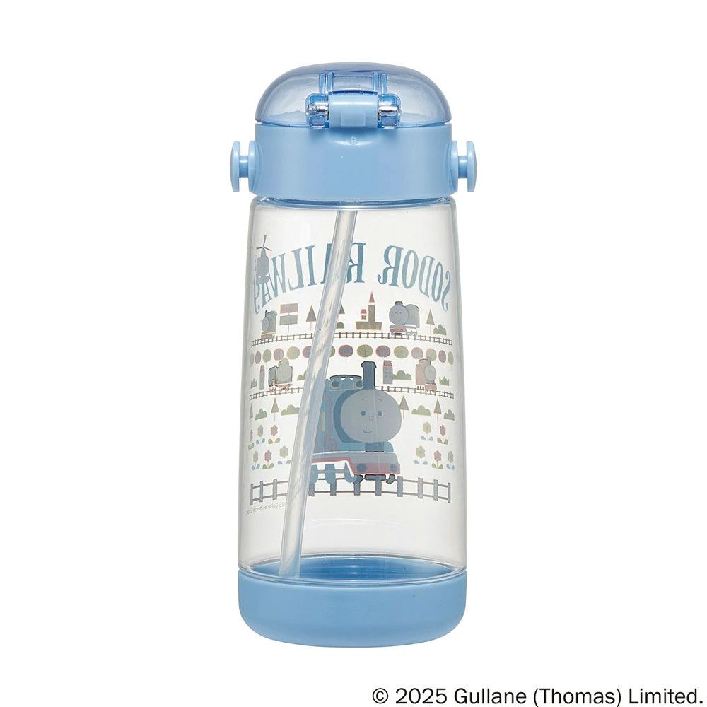 スケーター 水筒 キッズ ワンタッチ プラスチック ストロー ボトル クリア 480ml プラ水筒skater PDSH5 きかんしゃトーマス つむぱぱ トーマス 電車【キャラクター 子供 かわいい ワンプッシュ 軽量 ショルダー】
