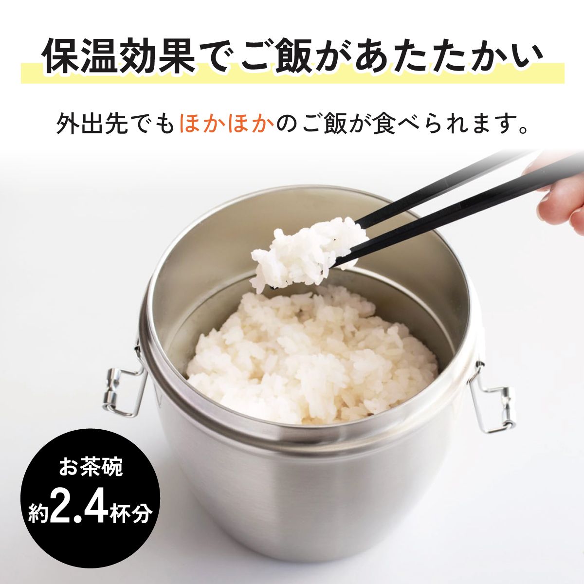【送料無料】抗菌真空ステンレスランチジャー 丼タイプ 800ml/2段ベーシック/STLBD8AG_4973307550416
