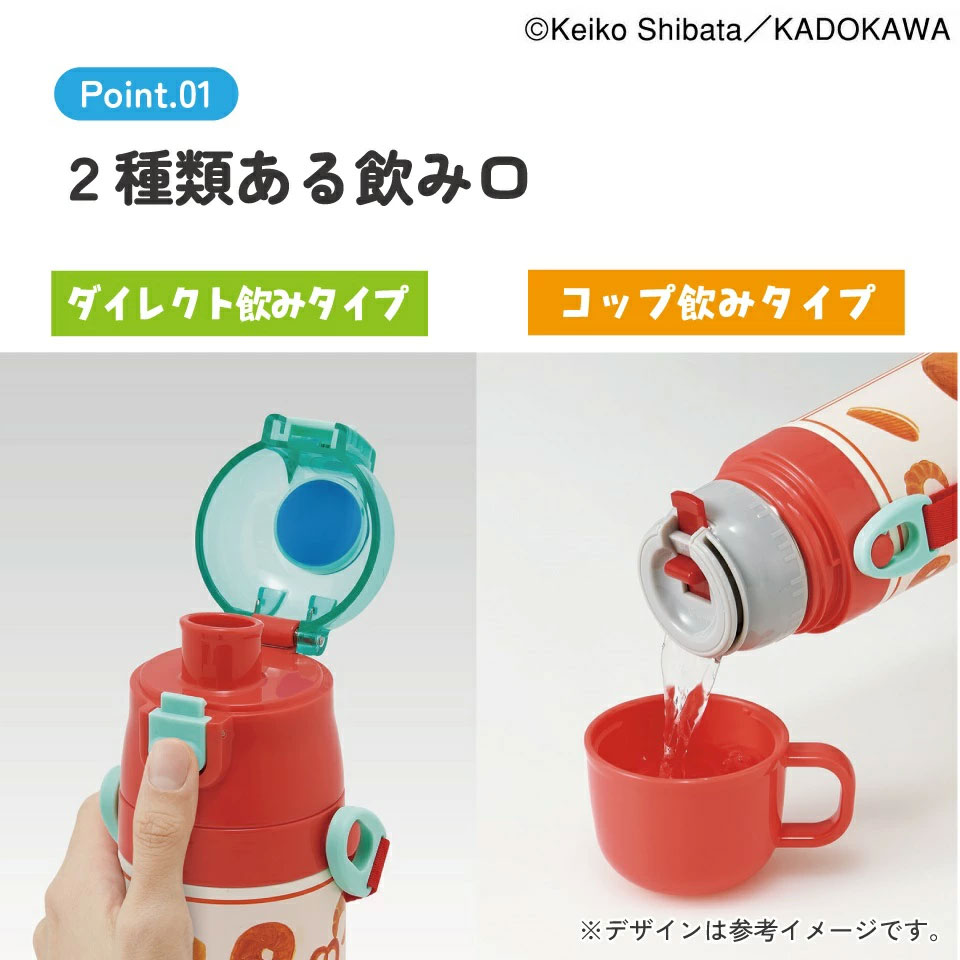 【送料無料】超軽量直飲み・コップ飲み兼用2WAYステンレスボトル470ml SKDC4 パンどろぼう