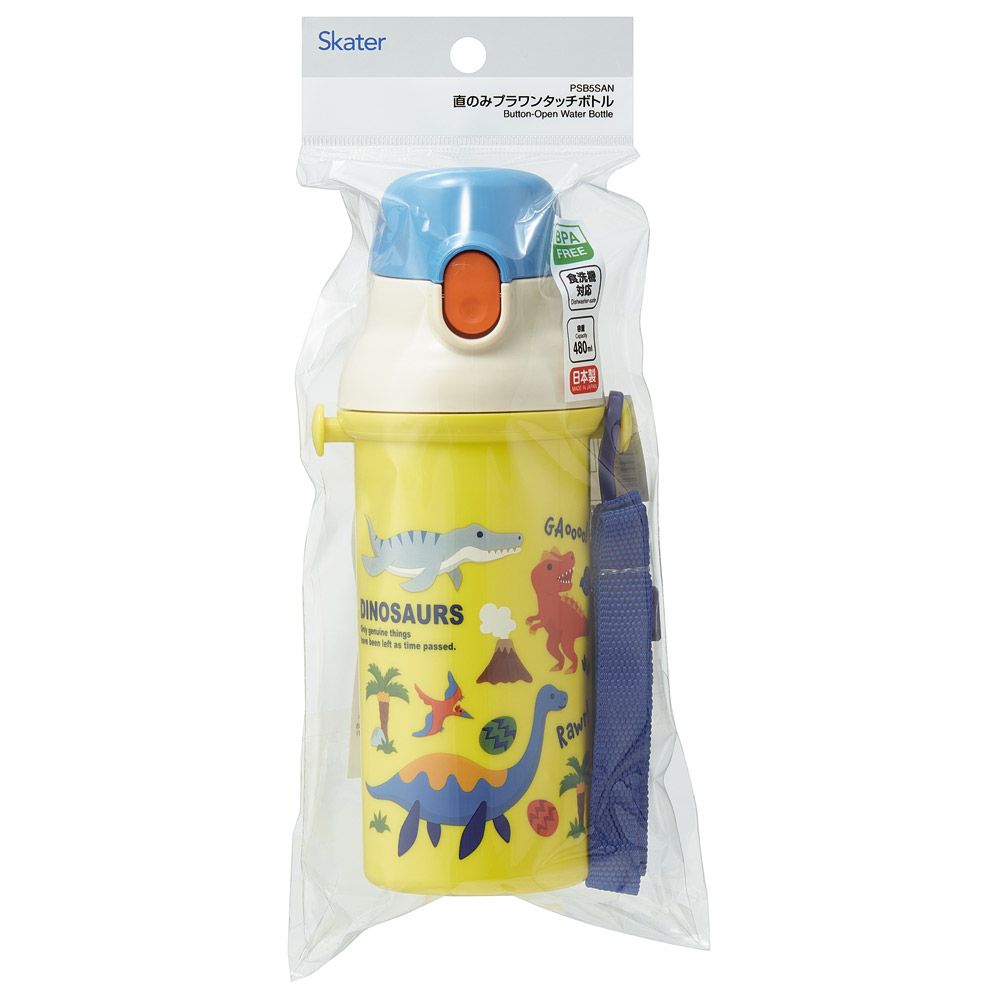 スケーター 水筒 直飲み 大容量 480ml ワンタッチ プラスチック 食洗機対応 キッズ 幼児 skater PSB5SAN ディノサウルス 2026 恐竜 ダイナソー 男の子 男子【ショルダー ベルト 子供 こども 子ども 子供用 小学生 小学校】