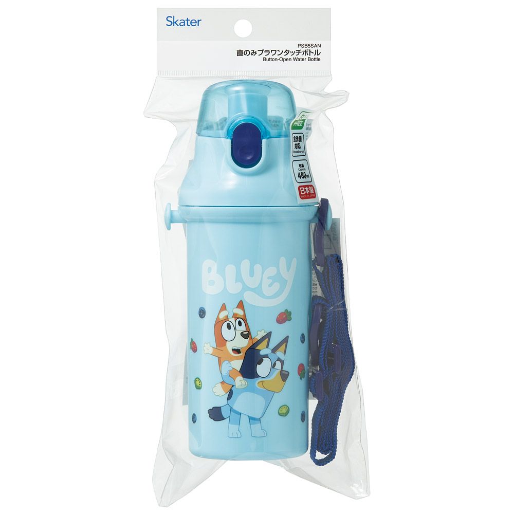 【送料無料】スケーター 水筒 直飲み 大容量 480ml ワンタッチ プラスチック 食洗機対応 キッズ 幼児 skater PSB5SAN ブルーイ Bluey グッズ ビンゴ キャラクター【ショルダー ベルト 子供 こども 子ども 子供用 小学生 小学校】