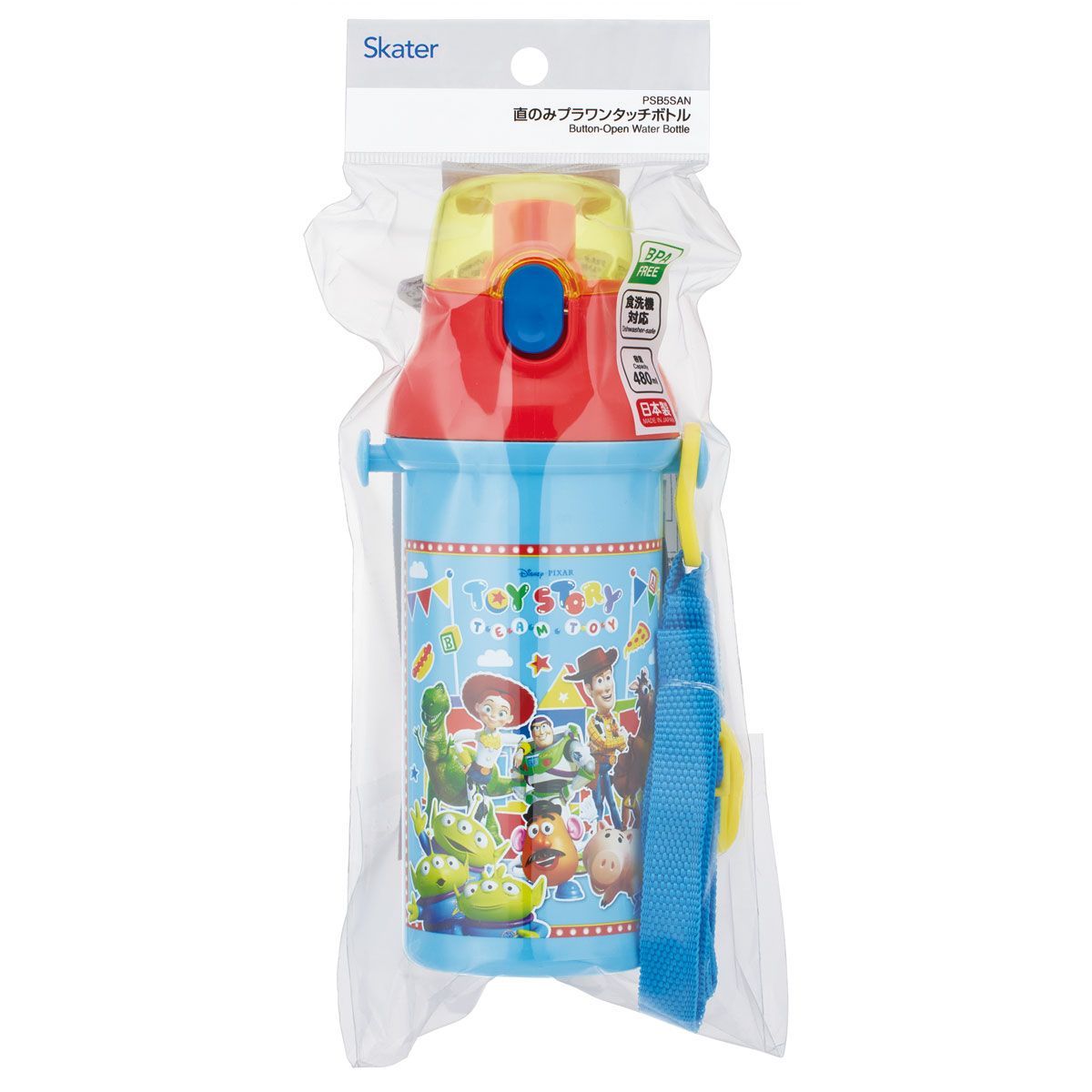 スケーター 水筒 直飲み 大容量 480ml ワンタッチ プラスチック 食洗機対応 キッズ 幼児 skater PSB5SAN トイストーリー 27年 トイ・ストーリー 男の子 女の子【ショルダー ベルト 子供 こども 子ども 子供用 小学生 小学校】