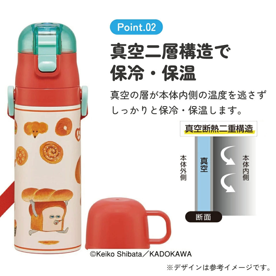 【送料無料】超軽量直飲み・コップ飲み兼用2WAYステンレスボトル470ml SKDC4 パンどろぼう