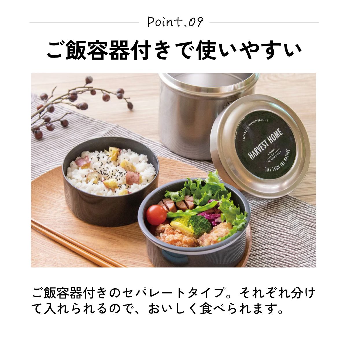 【送料無料】抗菌 保温 ステンレスランチジャー　弁当箱 真空 ステンレス ランチボックス 総容量 820ml セパレート設計 スケーター STLB3DXAG