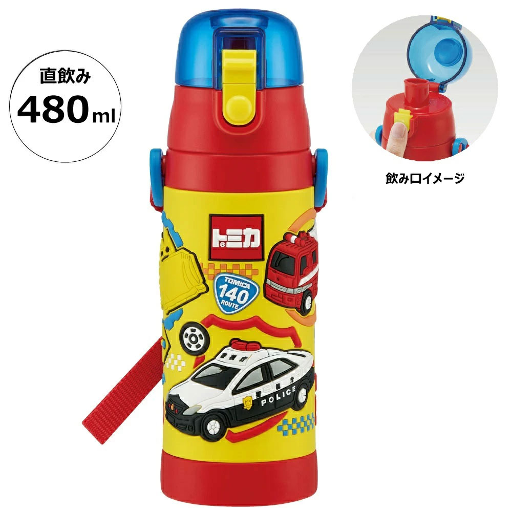 立体プリント 水筒 キッズ ワンタッチ 直飲み ステンレス 480ml おしゃれ かわいい スケーター SDPV5