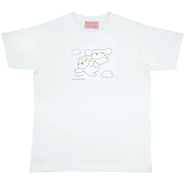 Tシャツ シャツ 半袖 Lサイズ クルーネック 丸首 服 綿 コットン 白 ホワイト スケーター skater ZTS17 シナモロール すこぶる動くウサギ シナモン サンリオ【キャラクター プリント かわいい】
