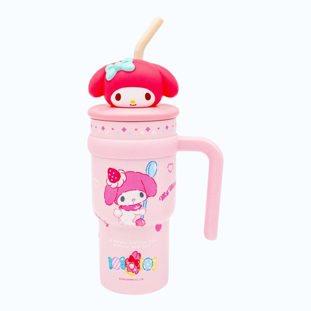 スケーター ハンドル付き ストロー タンブラー 700ml 保冷 専用 マスコット付き skater STSTBM7 マイメロディ マイメロ サンリオ 女の子 女子【子供 キッズ 大人 真空二重構造 持ち手付き】